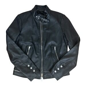 Levi Womens Black Vegan Leather Moto Biker Jacket Zipper Size S NWT $120